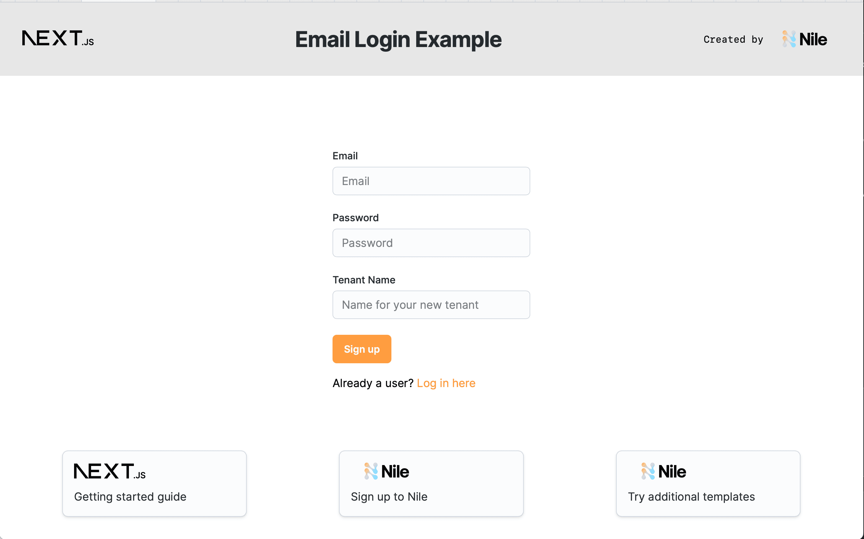 Email Login Example for multi-tenant application